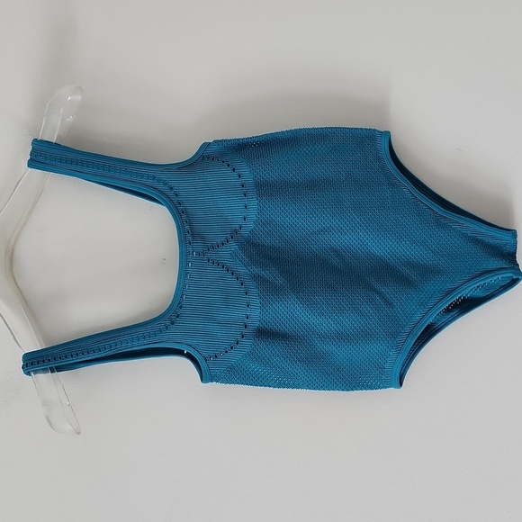 ZARA | Seamless Perforated Bodysuit Top Teal Blue Green Sz XS Small - Picture 3 of 5